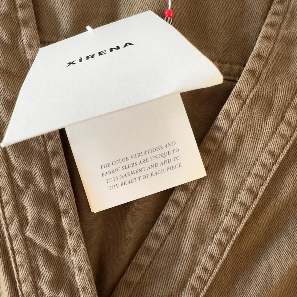 Xirena‎ Long Sleeve Wylie Jumpsuit-Button Front Tie Waist-Khaki Green-Size S NWT